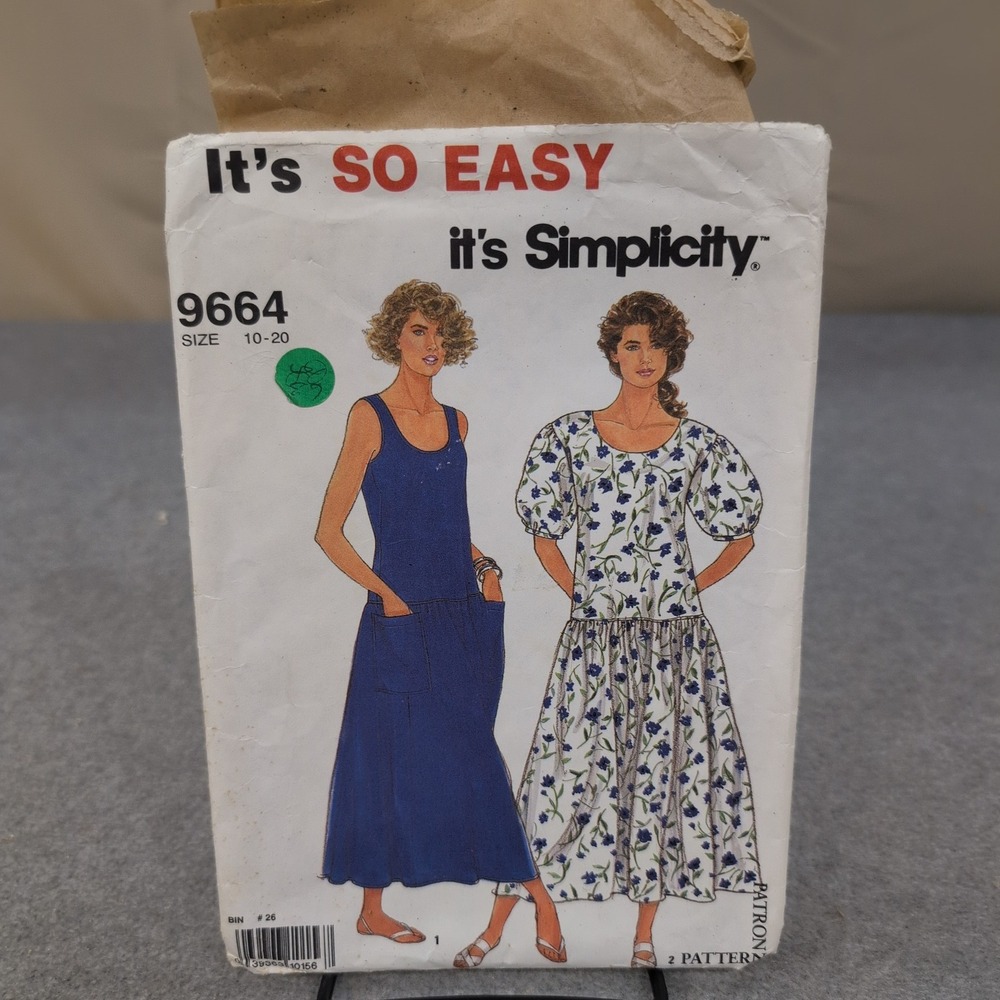 Simplicity 9664 Misses Drop Waist Pullover Dress Sewing Pattern Size 10-20 Cut - Picture 1 of 3